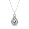 Thumbnail Image 3 of Pear-Shaped Blue Lab-Created Sapphire & Diamond Necklace 1/10 ct tw Sterling Silver 18&quot;