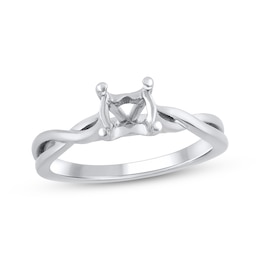 Solitaire Semi-Mount Twist Engagement Ring Setting 14K White Gold