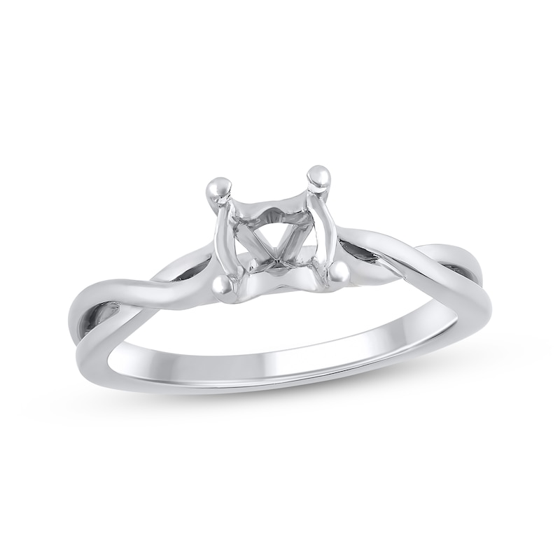 Main Image 1 of Solitaire Semi-Mount Twist Engagement Ring Setting 14K White Gold