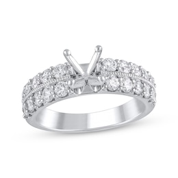 Semi-Mount Milgrain Engagement Ring Setting 1 ct tw Diamonds 14K White Gold