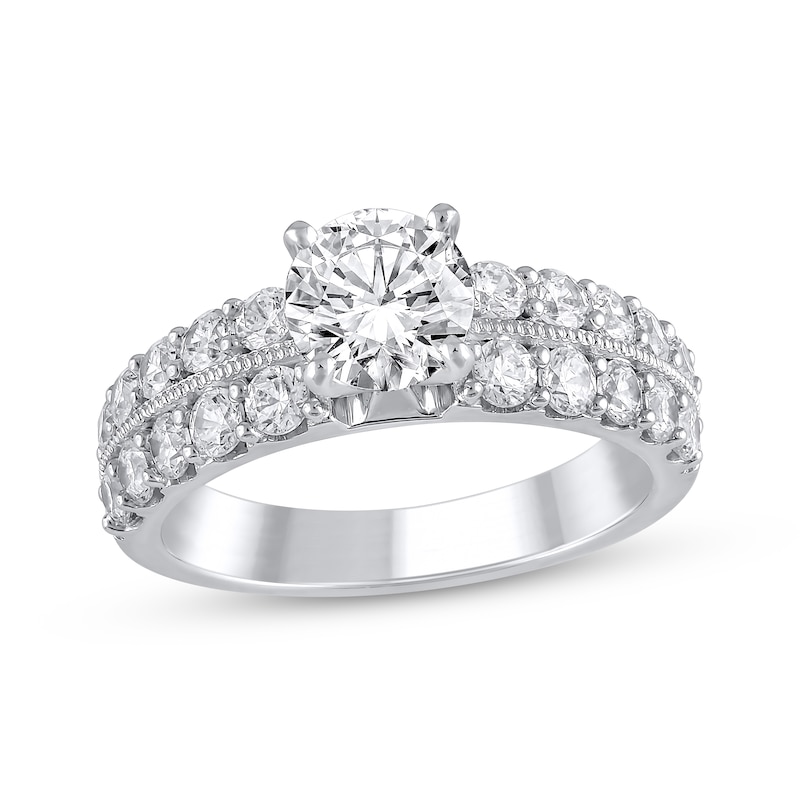 Semi-Mount Milgrain Engagement Ring Setting 1 ct tw Diamonds 14K White Gold