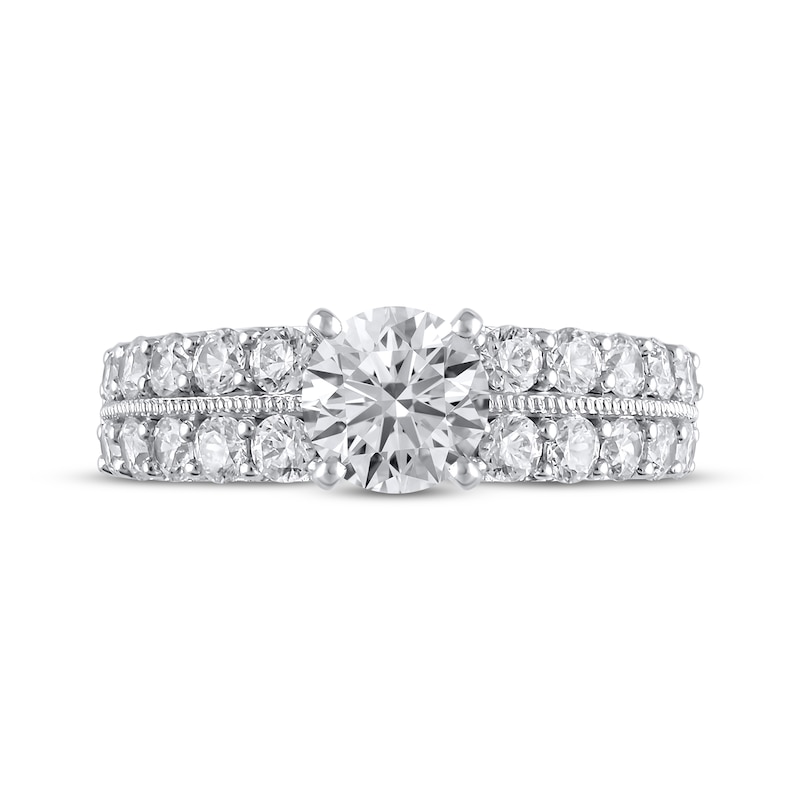 Semi-Mount Milgrain Engagement Ring Setting 1 ct tw Diamonds 14K White Gold