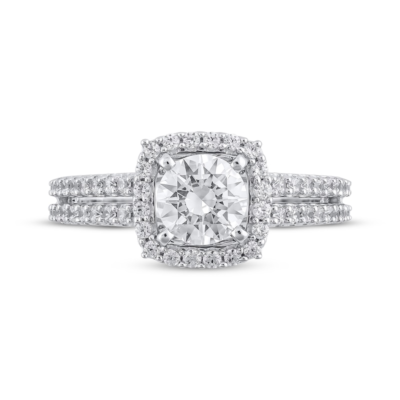 Semi-Mount Halo Engagement Ring Setting 1/2 ct tw Diamonds 14K White Gold