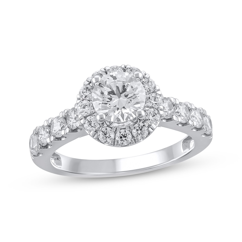 Semi-Mount Halo Engagement Ring Setting 1 ct tw Diamonds 14K White Gold