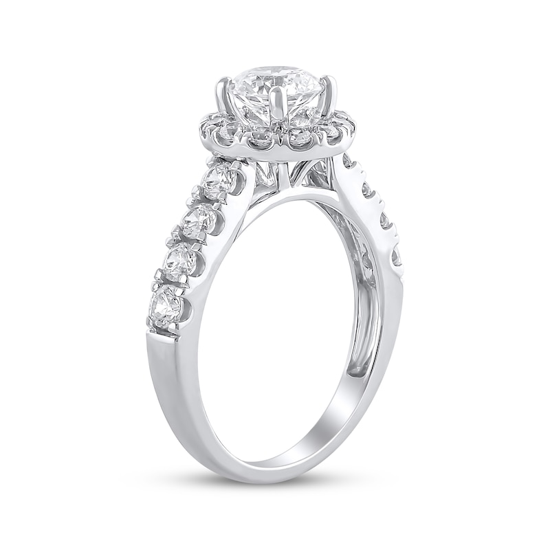 Semi-Mount Halo Engagement Ring Setting 1 ct tw Diamonds 14K White Gold