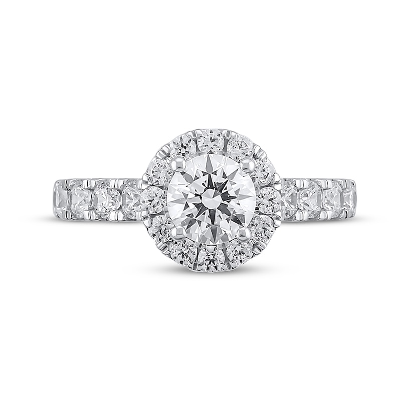 Semi-Mount Halo Engagement Ring Setting 1 ct tw Diamonds 14K White Gold