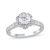 Thumbnail Image 1 of Semi-Mount Flower Halo Engagement Ring Setting 1/2 ct tw Diamonds 14K White Gold