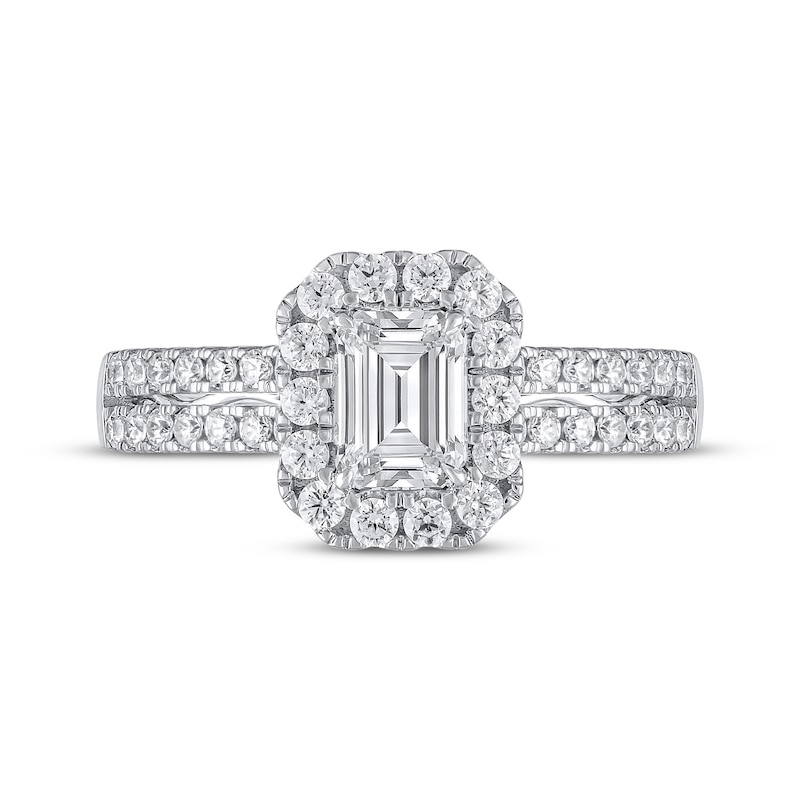 Semi-Mount Octagon Halo Engagement Ring Setting 1/2 ct tw Diamonds 14K White Gold