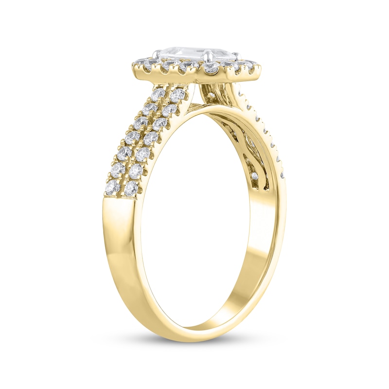 Semi-Mount Octagon Halo Engagement Ring Setting 1/2 ct tw Diamonds 14K Yellow Gold