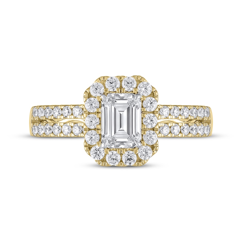 Semi-Mount Octagon Halo Engagement Ring Setting 1/2 ct tw Diamonds 14K Yellow Gold