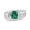 Thumbnail Image 0 of Men's Cushion-Cut Lab-Created Emerald & Diamond Accent Ring 10K White Gold
