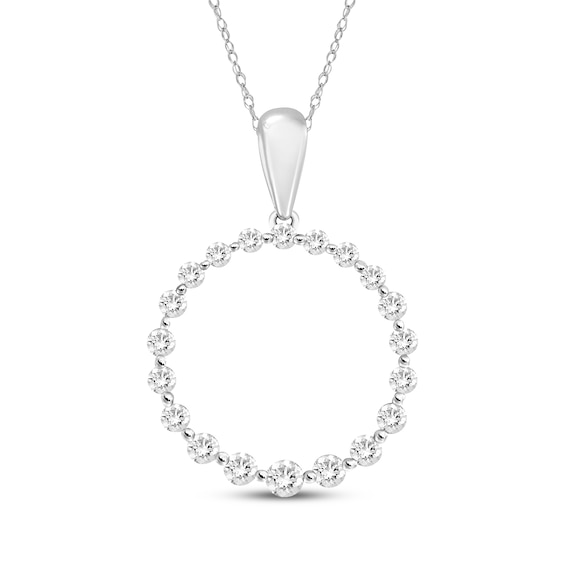 Diamond Graduated Circle Necklace 1/4 ct tw Sterling Silver 18"