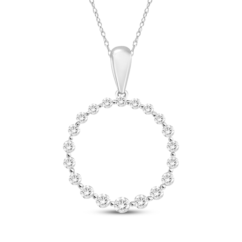 Main Image 1 of Diamond Graduated Circle Necklace 1/4 ct tw Sterling Silver 18&quot;