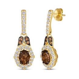 Le Vian Oval-Cut Chocolate Quartz Dangle Earrings 7/8 ct tw 14K Honey Gold