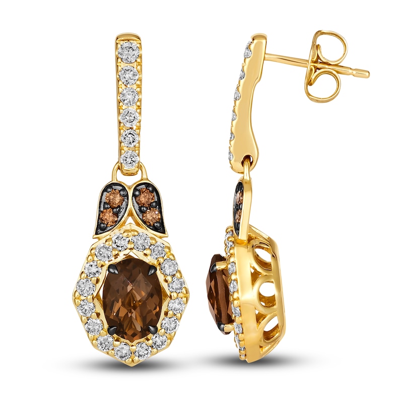 Main Image 2 of Le Vian Oval-Cut Chocolate Quartz Dangle Earrings 7/8 ct tw 14K Honey Gold