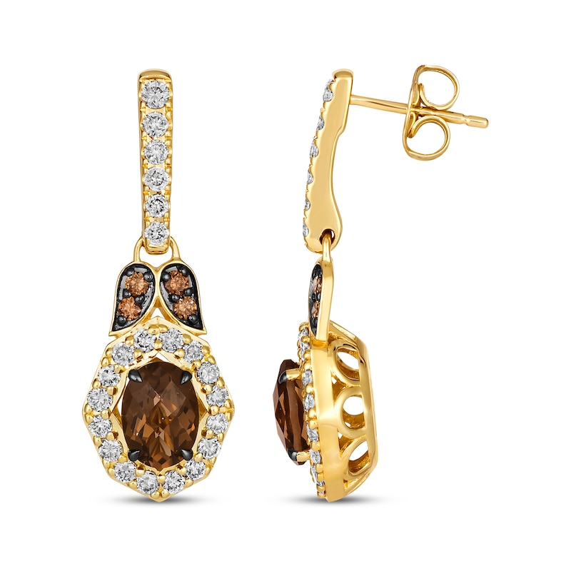 Main Image 3 of Le Vian Oval-Cut Chocolate Quartz Dangle Earrings 7/8 ct tw 14K Honey Gold