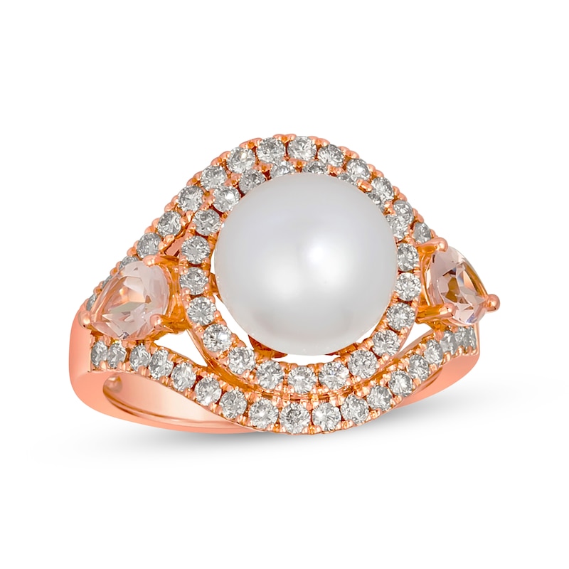 Le Vian Cultured Pearl & Morganite Ring 3/4 ct tw Diamonds 14K Strawberry Gold