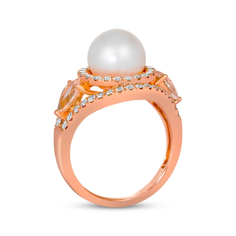 Le Vian Cultured Pearl & Morganite Ring 3/4 ct tw Diamonds 14K Strawberry Gold