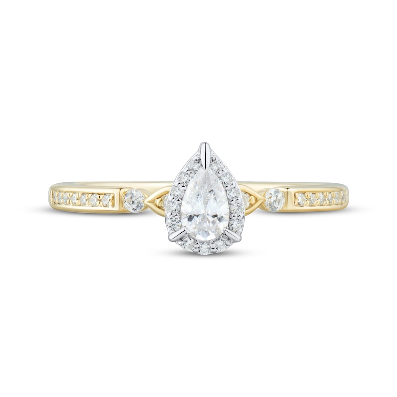 Main Image 3 of Pear-Shaped Diamond Engagement Ring 1/3 ct tw 14K Two-Tone Gold