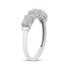 Thumbnail Image 2 of Oval-Cut Lab-Created Opal & Diamond Accent Three-Stone Ring Sterling Silver