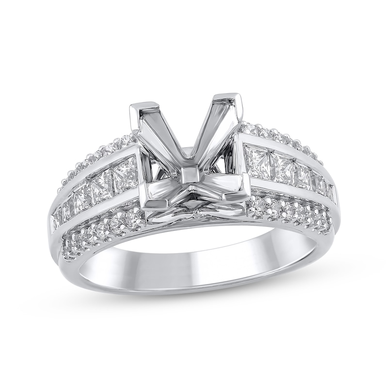 Semi-Mount Engagement Ring Setting 1 ct tw Diamonds 14K White Gold