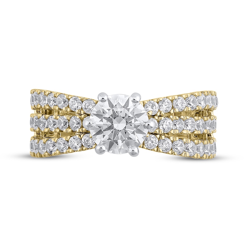 Semi-Mount Three-Row Engagement Ring Setting 1 ct tw Diamonds 14K Yellow Gold