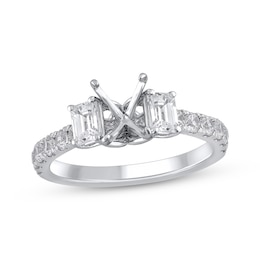 Semi-Mount Three-Stone Engagement Ring Setting 1 ct tw Diamonds 14K White Gold