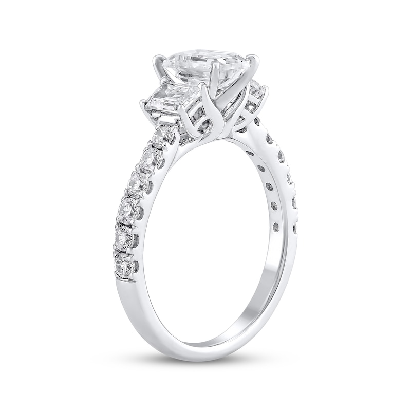 Semi-Mount Three-Stone Engagement Ring Setting 1 ct tw Diamonds 14K White Gold