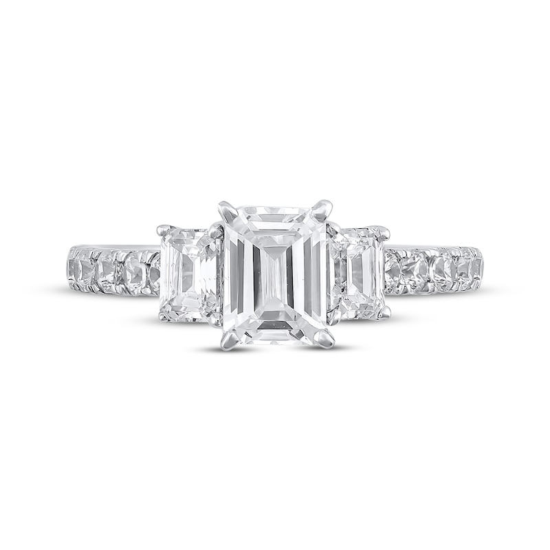 Semi-Mount Three-Stone Engagement Ring Setting 1 ct tw Diamonds 14K White Gold