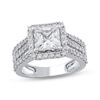 Thumbnail Image 1 of Semi-Mount Square Halo Three-Row Engagement Ring Setting 1 ct tw Diamonds 14K White Gold