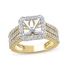 Thumbnail Image 0 of Semi-Mount Square Halo Three-Row Engagement Ring Setting 1 ct tw Diamonds 14K Yellow Gold