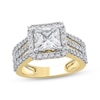 Thumbnail Image 1 of Semi-Mount Square Halo Three-Row Engagement Ring Setting 1 ct tw Diamonds 14K Yellow Gold