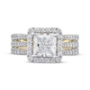 Thumbnail Image 3 of Semi-Mount Square Halo Three-Row Engagement Ring Setting 1 ct tw Diamonds 14K Yellow Gold