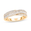 Thumbnail Image 0 of Baguette & Round-Cut Diamond Crossover Ring 5/8 ct tw 10K Yellow Gold