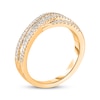 Thumbnail Image 1 of Baguette & Round-Cut Diamond Crossover Ring 5/8 ct tw 10K Yellow Gold