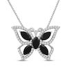 Thumbnail Image 1 of Marquise-Cut Black Onyx & White Lab-Created Sapphire Butterfly Necklace Sterling Silver 18&quot;