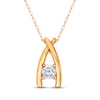 Thumbnail Image 1 of Round-Cut Diamond Solitaire Crossover Necklace 3/8 ct tw 14K Yellow  Gold (I/I3)  18&quot;