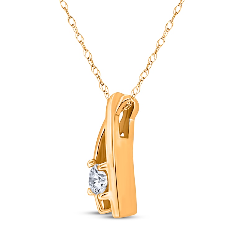 Main Image 2 of Round-Cut Diamond Solitaire Crossover Necklace 3/8 ct tw 14K Yellow  Gold (I/I3)  18&quot;