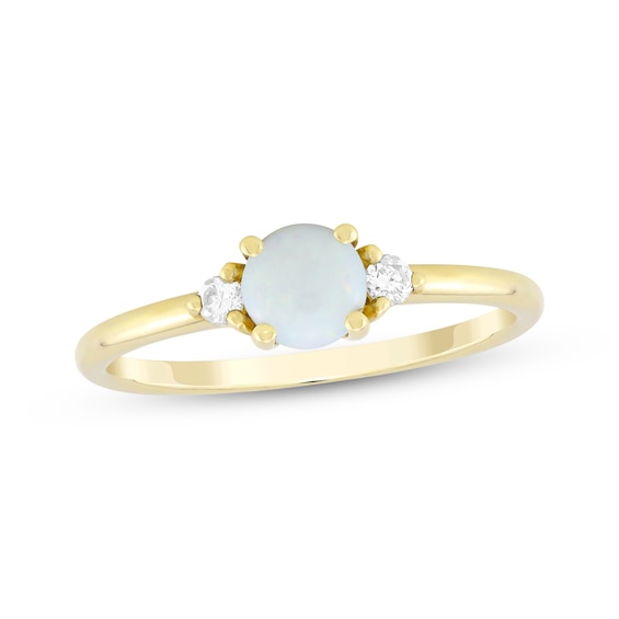 Natural Opal & Diamond Ring 1/15 ct tw 10K Yellow Gold