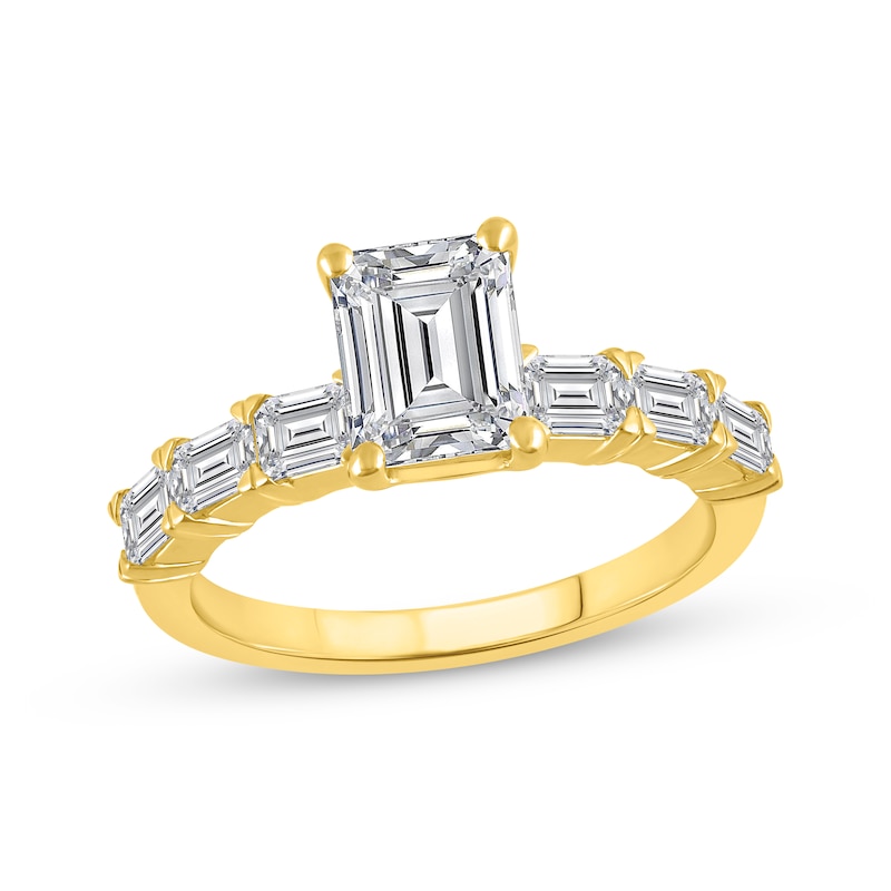 Main Image 1 of Lab-Grown Diamonds by KAY Emerald-Cut Engagement Ring 2-1/2 ct tw 14K Yellow Gold