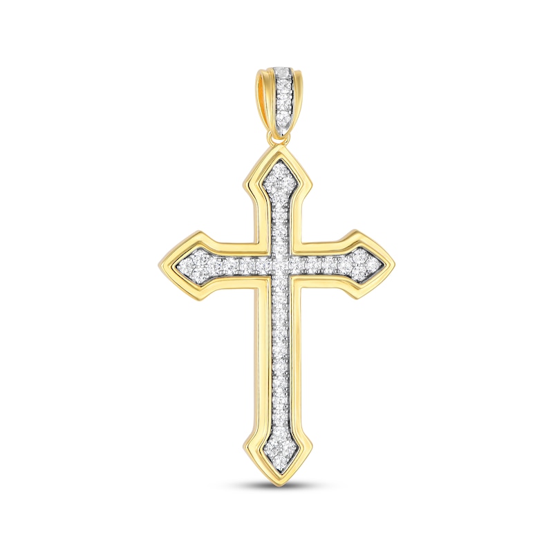 Main Image 1 of Men's Lab-Grown diamond Cross Charm 1-1/4 ct tw 10K Yellow Gold