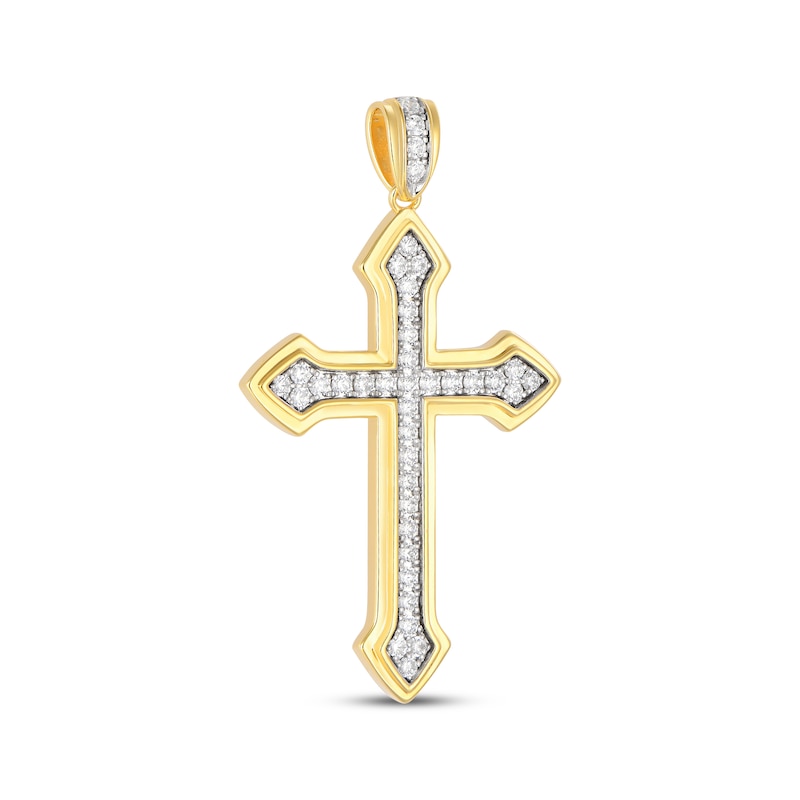 Main Image 2 of Men's Lab-Grown diamond Cross Charm 1-1/4 ct tw 10K Yellow Gold