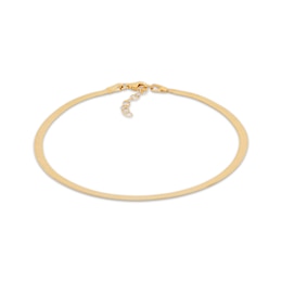 Solid Herringbone Chain Anklet 3mm 10K Yellow Gold 10&quot;