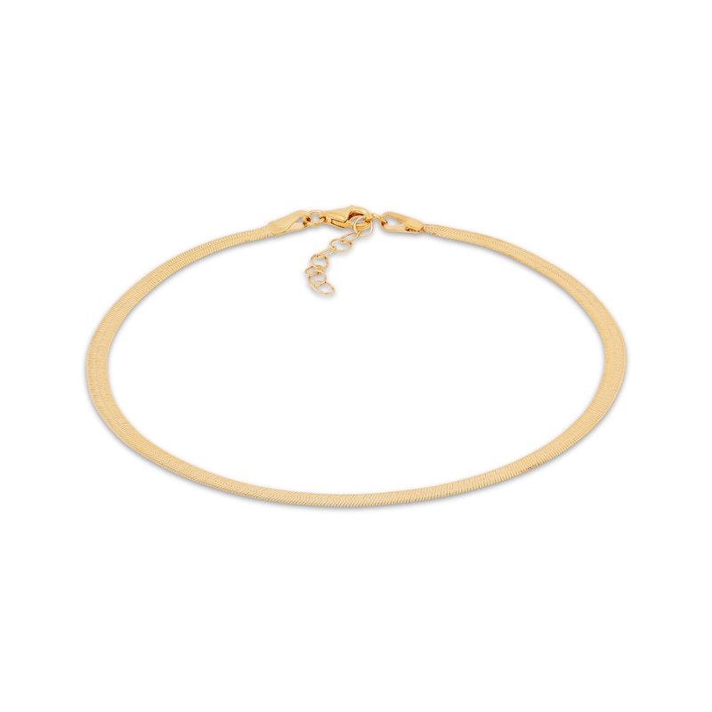 Solid Herringbone Chain Anklet 3mm 10K Yellow Gold 10"