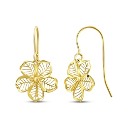 Filigree Island Flower Dangle Earrings 10K Yellow Gold 18&quot;