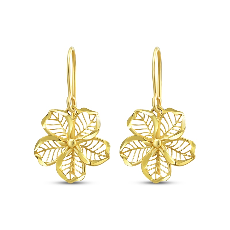 Main Image 2 of Filigree Island Flower Dangle Earrings 10K Yellow Gold 18&quot;