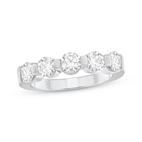 Round-Cut Diamond Five-Stone Anniversary Ring 1-1/2 ct tw 14K White Gold