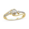 Thumbnail Image 0 of Memories, Moments, Magic Diamond Three-Stone Halo Promise Ring 1/5 ct tw 10K Yellow Gold