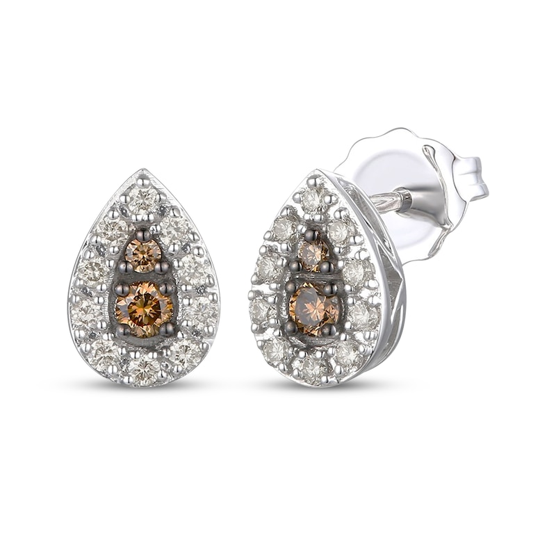 Main Image 1 of Le Vian Diamond Teardrop Halo Stud Earrings 1/4 ct tw 14K Vanilla Gold