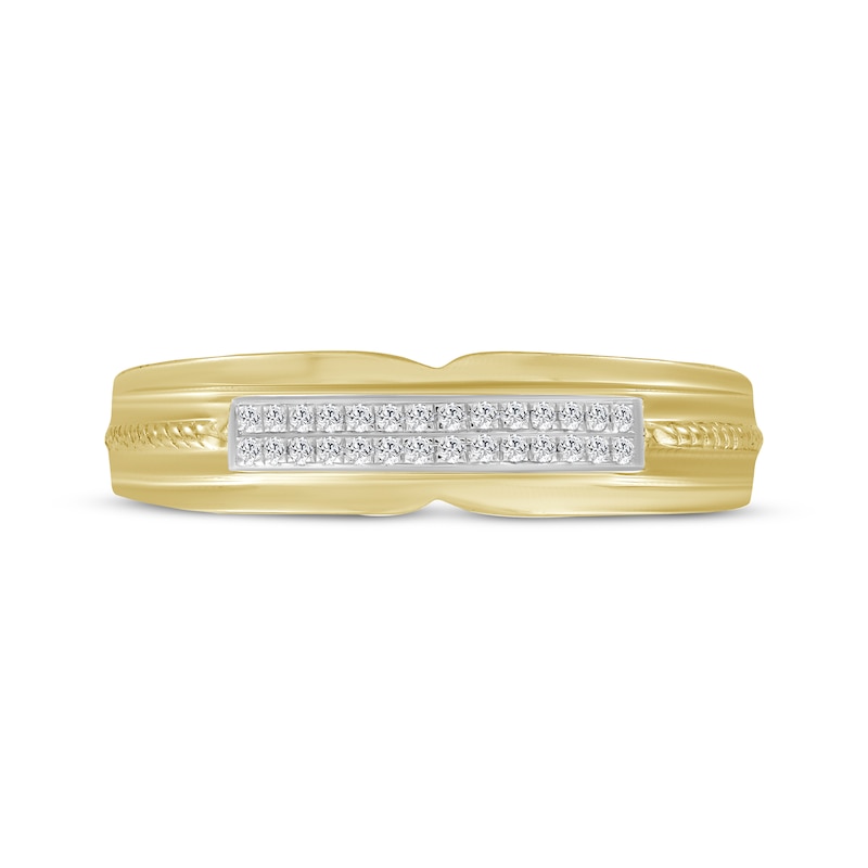 Main Image 3 of Men's Diamond Two-Row Band 1/10 ct tw 10K Yellow Gold